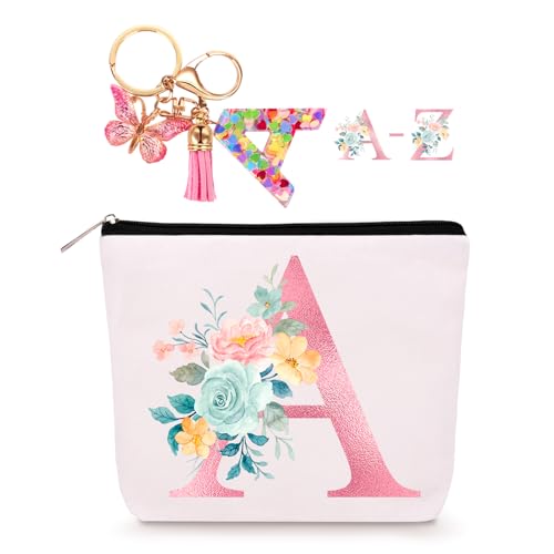 Lingdeer Make-up-Tasche aus Segeltuch für Frauen, personalisierte Kosmetiktasche für Mädchen, Make-up-Tasche für Hochzeit, Geburtstag, Strand, Urlaub, Geschenk für Frauen, Mutter, Lehrer, Freunde, von Lingdeer