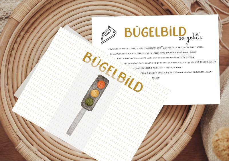 Bügelbild Ampel Verkehr Baustelle Aufbügler Patch von Lingerei