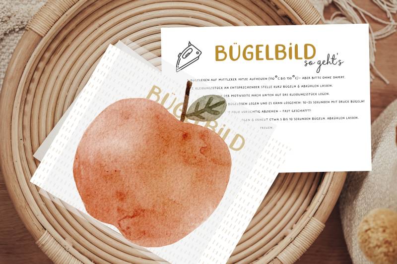 Bügelbild Apfel Herbst Aquarell Big Apple Geburtstagsshirt von Lingerei