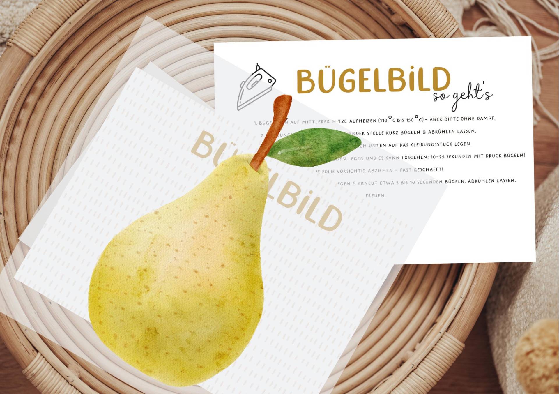 Bügelbild Birne Herbst Aquarell Geburtstagsshirt von Lingerei