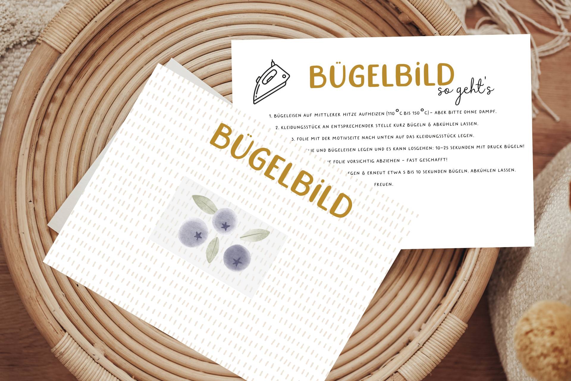 Bügelbild Blaubeere Blaubeeren Aufbügler Patch von Lingerei