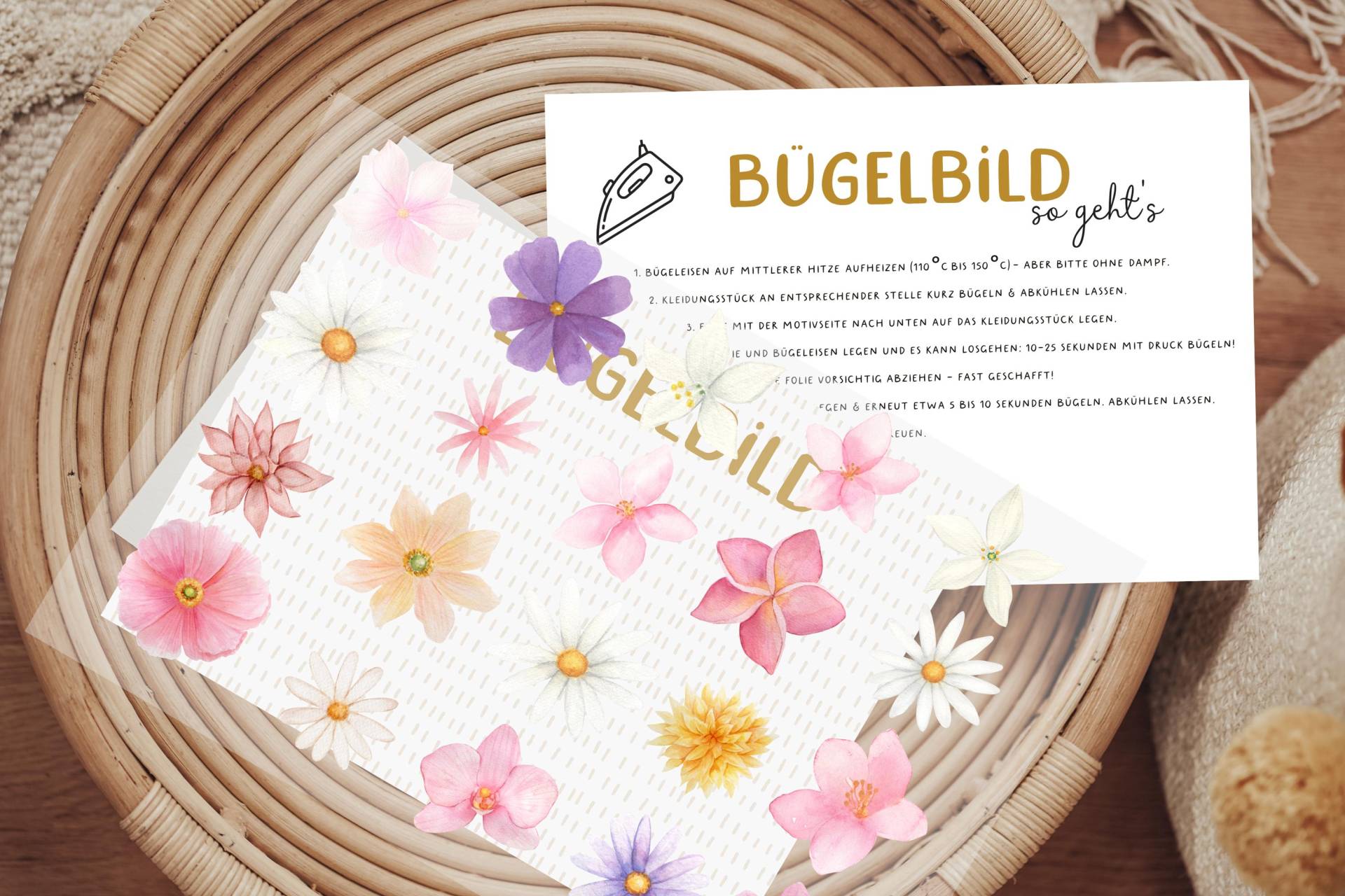 Bügelbild Blütenkonfetti Groß Blumen Blüten Aufbügler Patch Dahlie von Lingerei