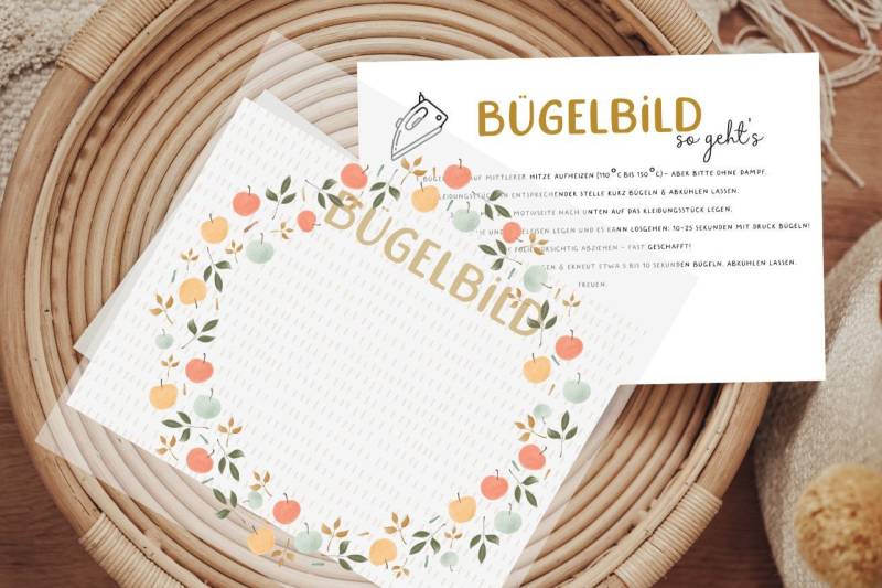 Bügelbild Blumenkranz Flower Kranz Äpfel Apfel Floral Niedlich Diy Shirt Mädchen Minime Mini&me von Lingerei