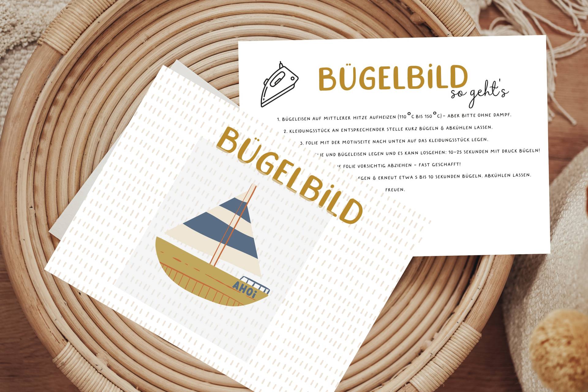 Bügelbild Boot Segenboot Ahoi Sommer Blau Diy Shirt von Lingerei