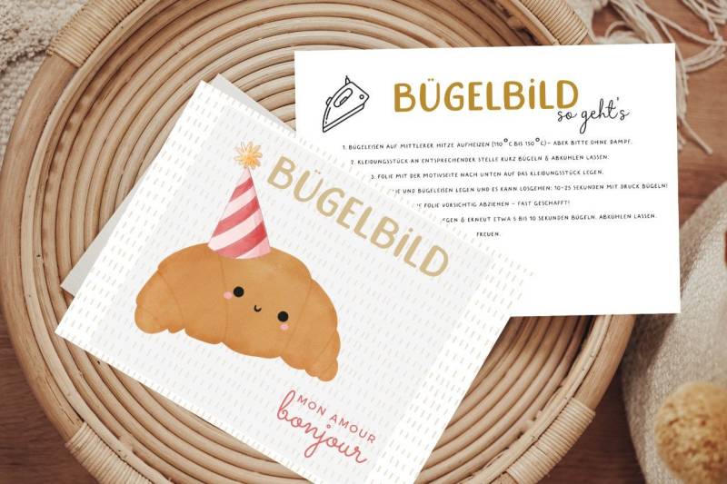 Bügelbild Croissant Bonjour Paris Amour Minime Mini&me Niedlich Diy Shirt von Lingerei