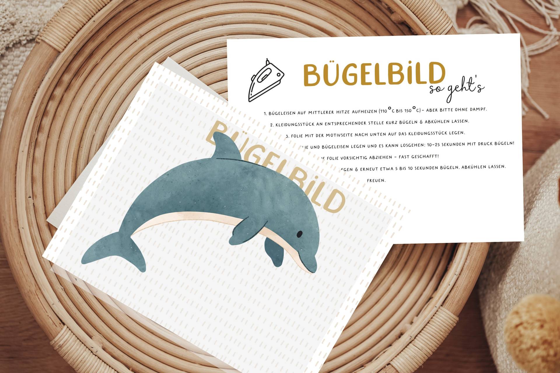 Bügelbild Delfin Meerestiere Aufbügler Patch von Lingerei