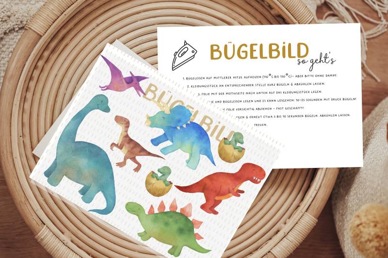 Bügelbild Dino Dinosaurier Stegosaurus Flugsaurier Triceratops Geburtstagsshirt Aufbügler Patch von Lingerei