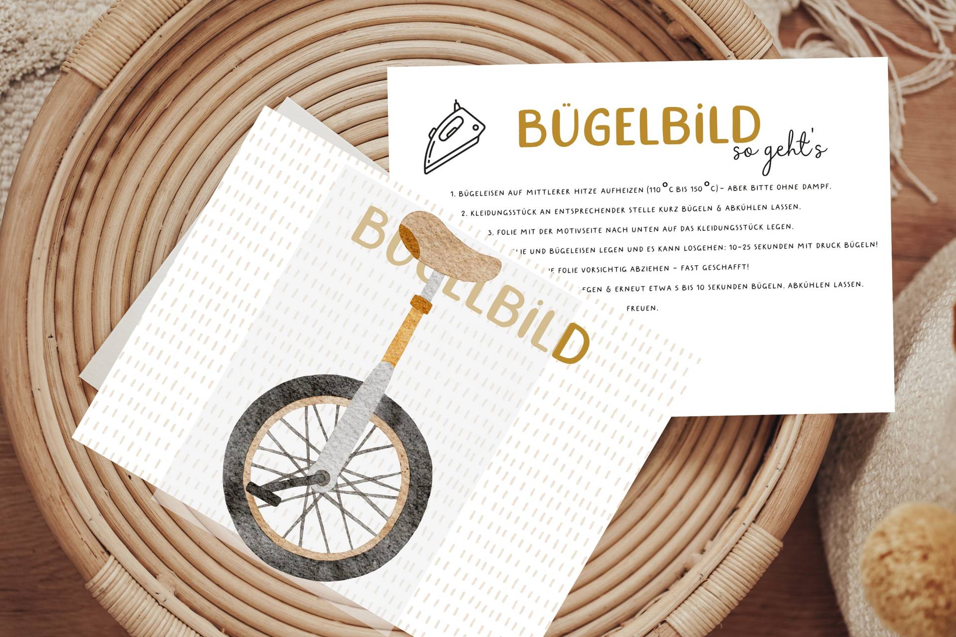 Bügelbild Einrad Fahrrad Zirkus Geburtstagsshirt von Lingerei