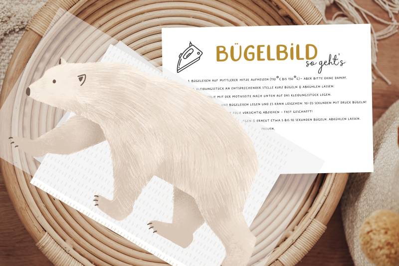 Bügelbild Eisbär Nordpol Winter Weihnachten Herbst Aufbügler Patch von Lingerei