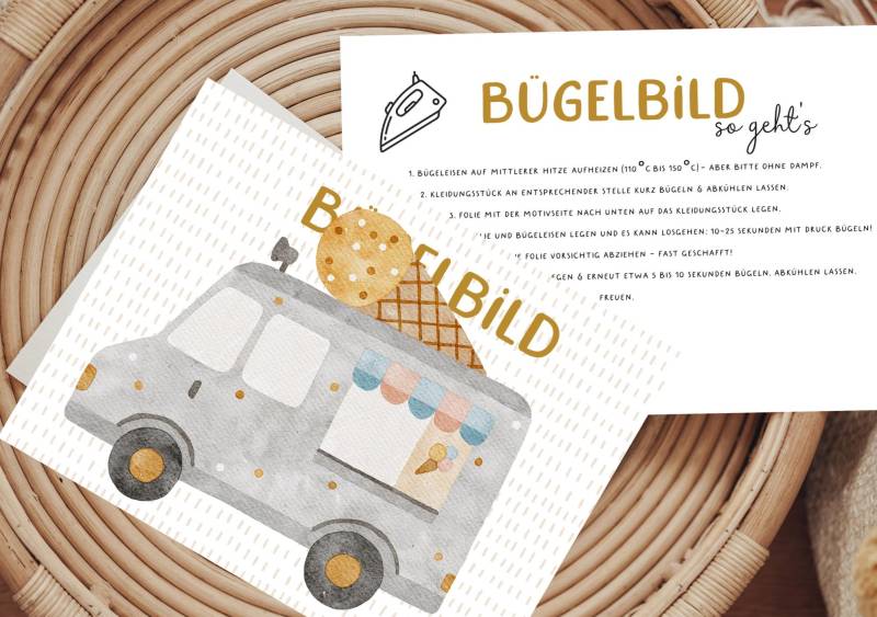 Bügelbild Eiswagen Sommer Auto Geburtstagsshirt von Lingerei