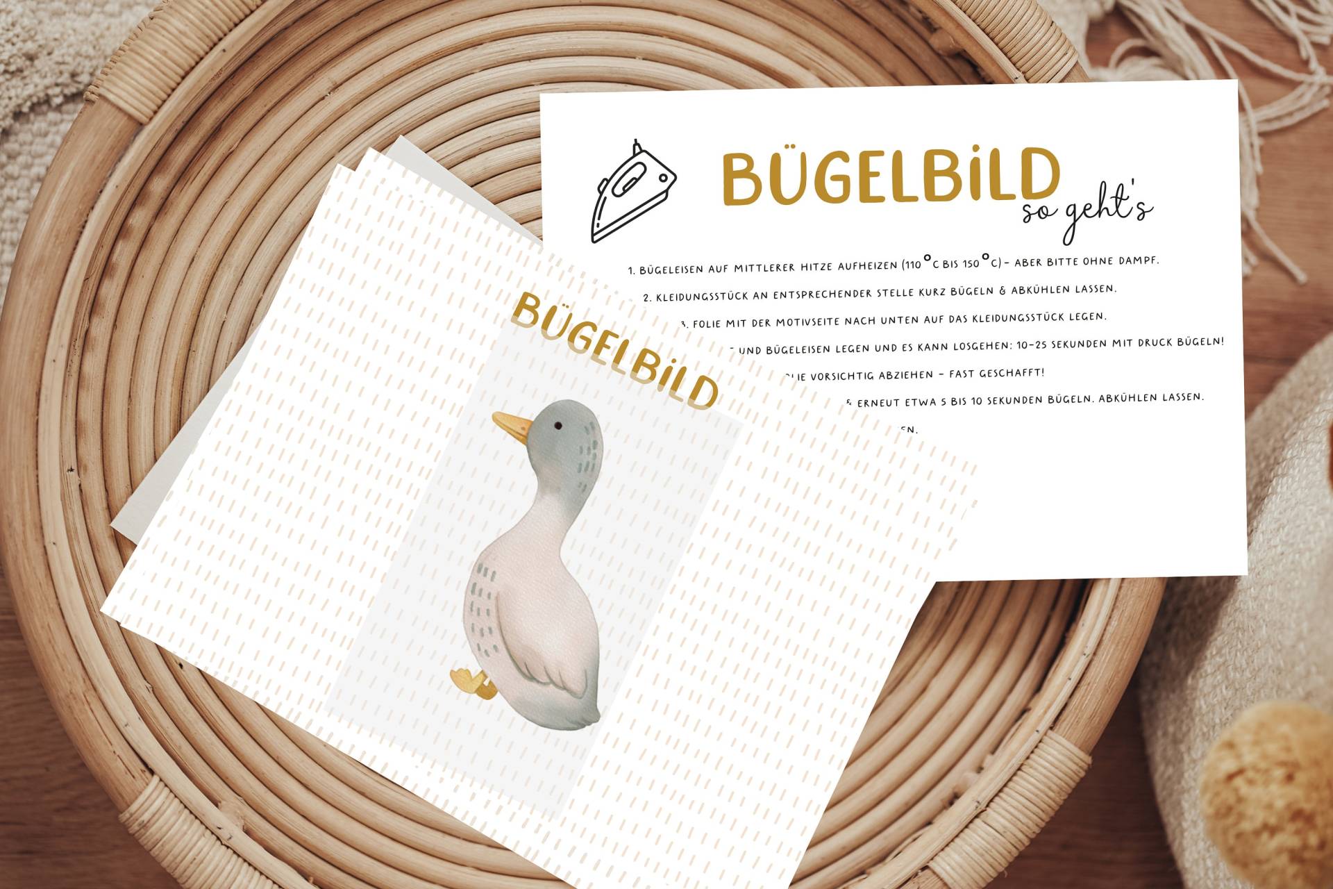 Bügelbild Ente Tier von Lingerei