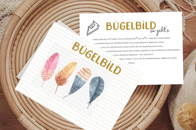 Bügelbild Federquartett Federn Feder Aufbügler Patch von Lingerei