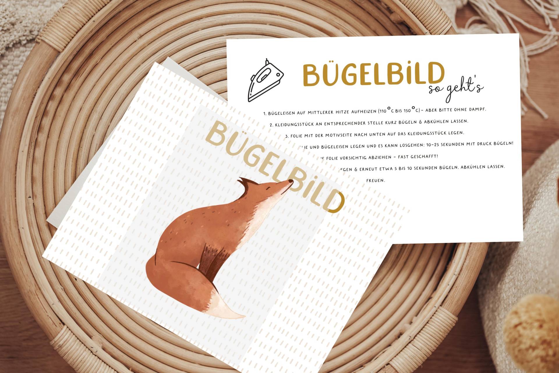 Bügelbild Fuchs Advent Waldtier Herbst Aufbügler Patch von Lingerei