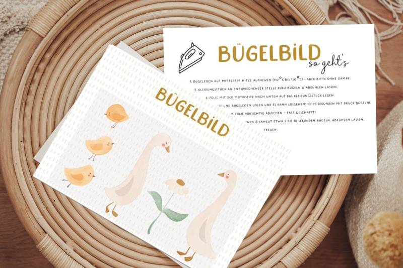 Bügelbild Gänsefamilie Aufbügler Patch von Lingerei