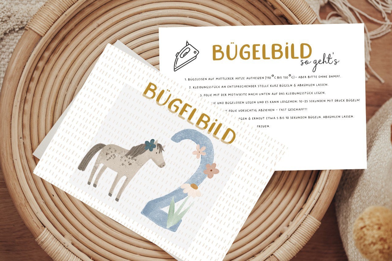 Bügelbild Geburtstagsshirt 2 Zweiter Geburtstag Zahl Aufbügler Patch von Lingerei