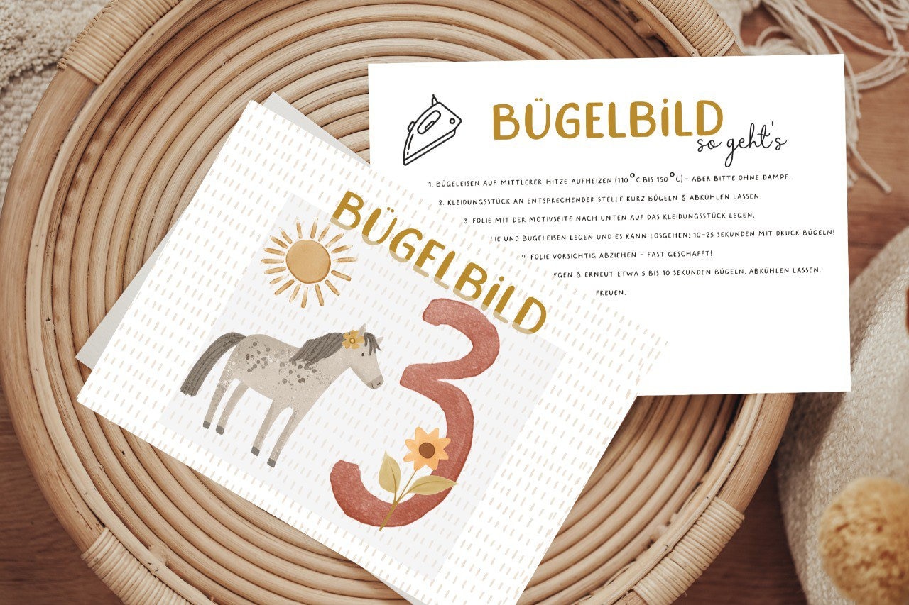 Bügelbild Geburtstagsshirt 3 Dritter Geburtstag Zahl Aufbügler Patch von Lingerei