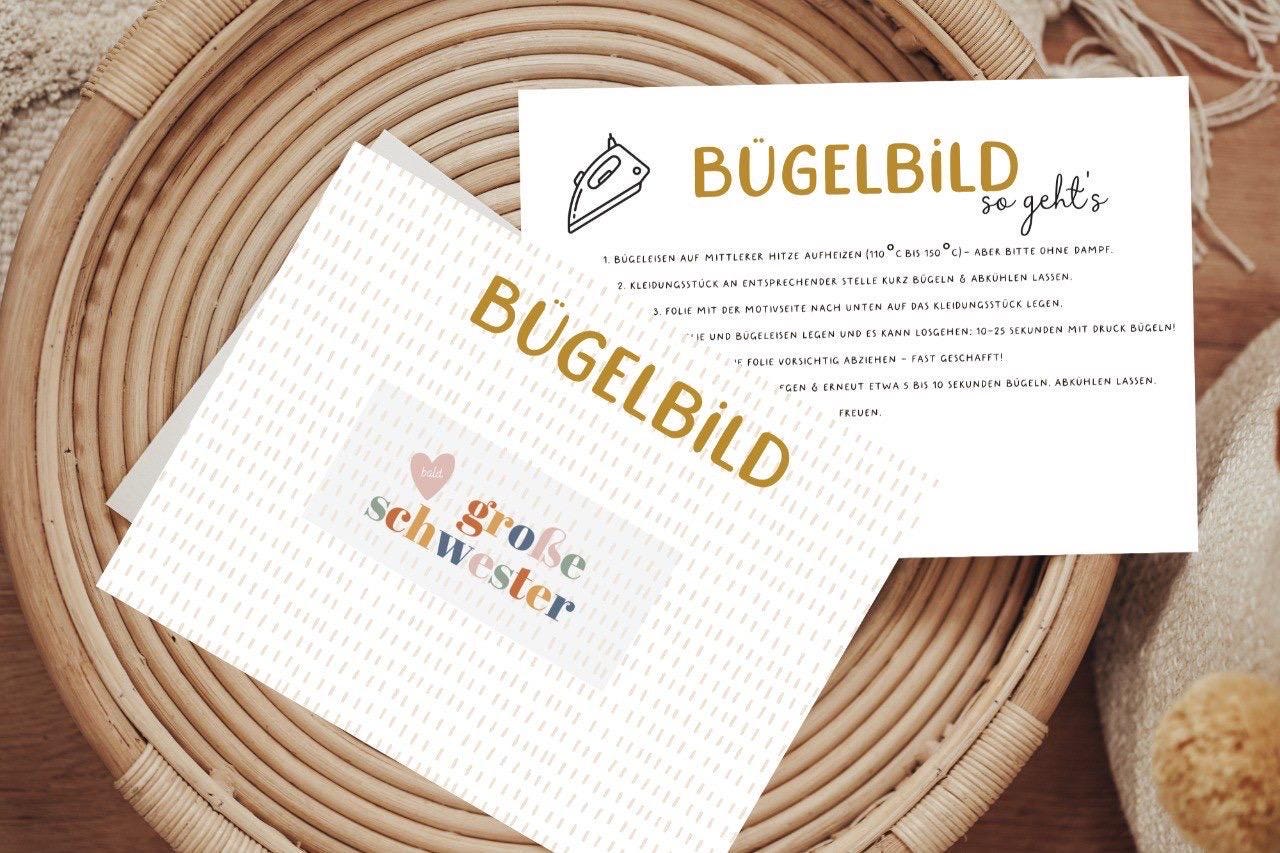 Bügelbild Große Schwester Mini Geschwister Schwangerschaft Aufbügler Patch von Lingerei