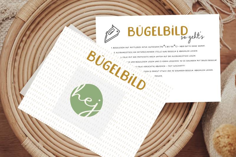 Bügelbild Hej Aufbügler Patch von Lingerei