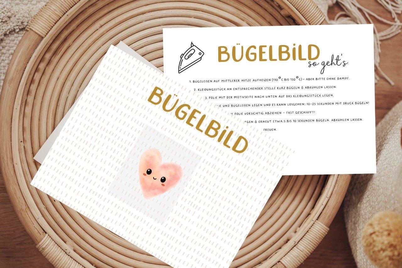 Bügelbild Herz Aquarell Liebe Freundschaft Aufbügler Patch von Lingerei