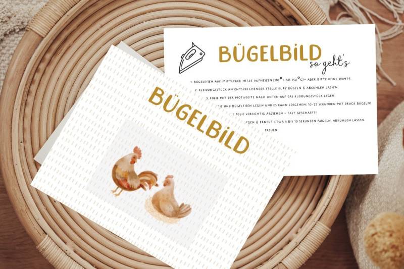 Bügelbild Hühner Huhn Henne Bauernhof Farm Tier Patch Iron On Hahn von Lingerei