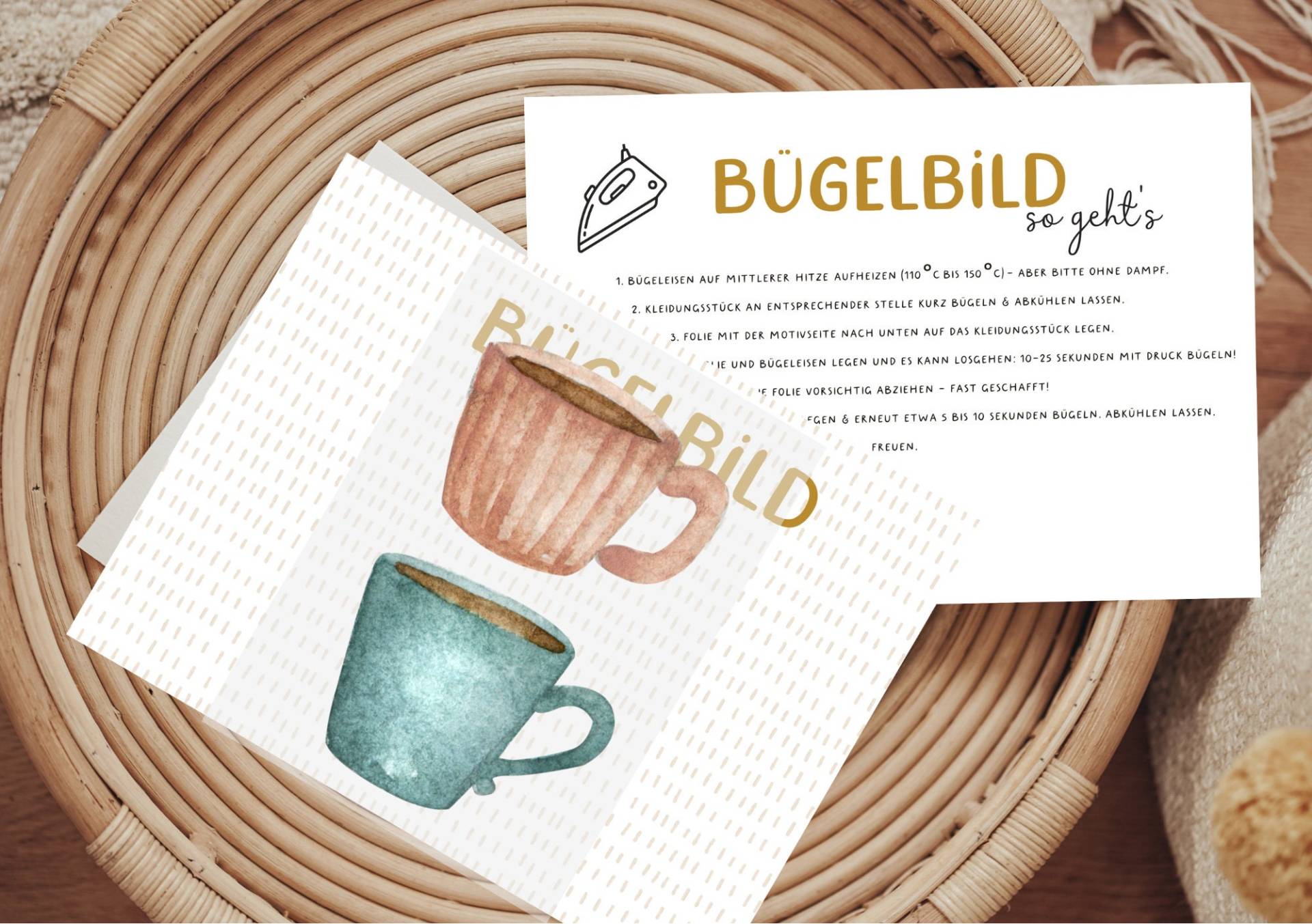 Bügelbild Kaffeetasse Teetasse Aufbügler Patch von Lingerei