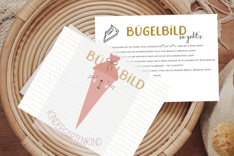 Bügelbild Kindergartenkind Zuckertüte Aufbügler Patch von Lingerei