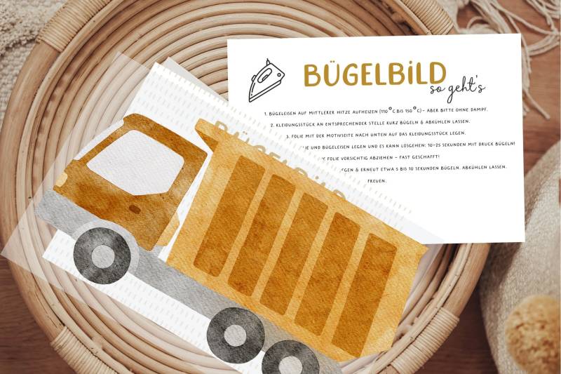 Bügelbild Kipplader Kipplaster Baustelle Geburtstagsshirt von Lingerei