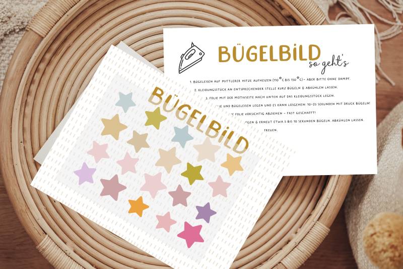 Bügelbild Klein Pastell Sterne Konfetti Aufbügler Patch von Lingerei