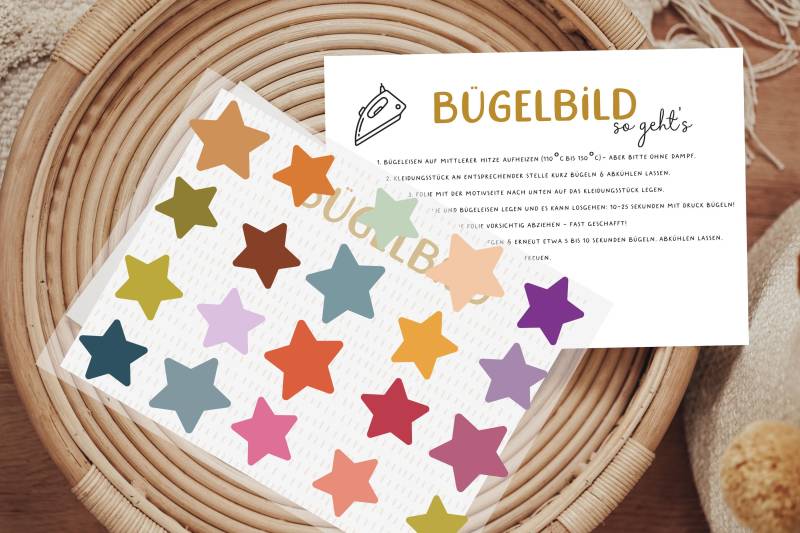 Bügelbild Konfetti Sterne Aufbügler Patch von Lingerei