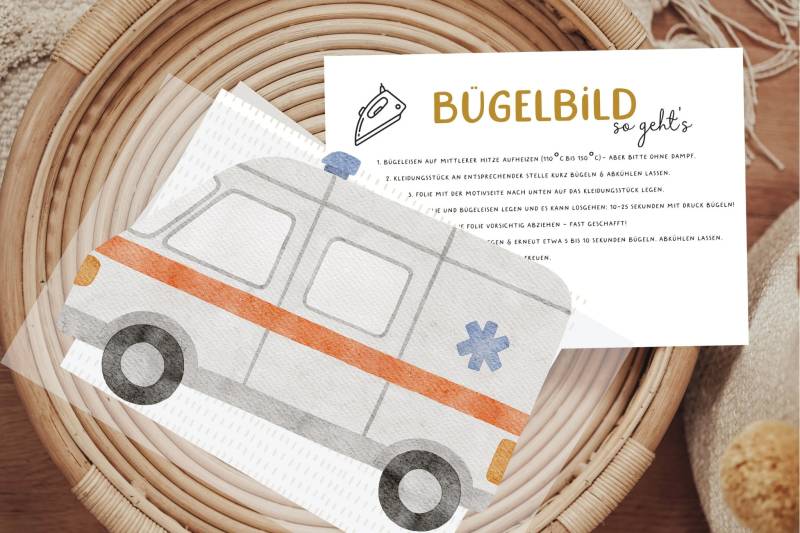 Bügelbild Krankenwagen Baustelle Geburtstagsshirt von Lingerei