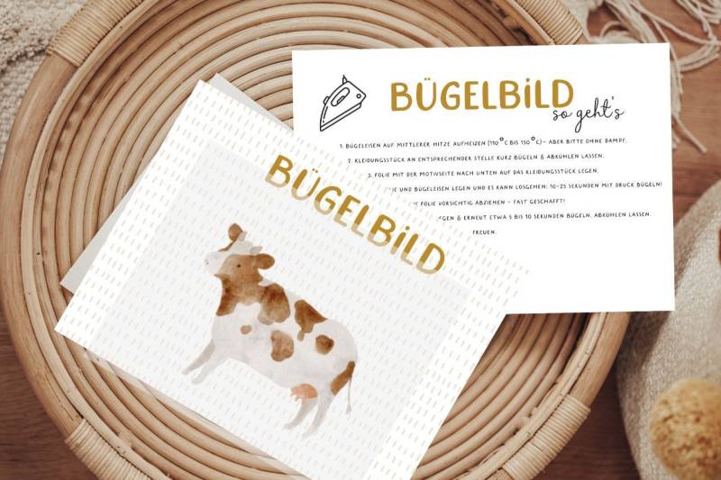 Bügelbild Kuh Bauernhos Rind Kühe Aufbügler Patch von Lingerei