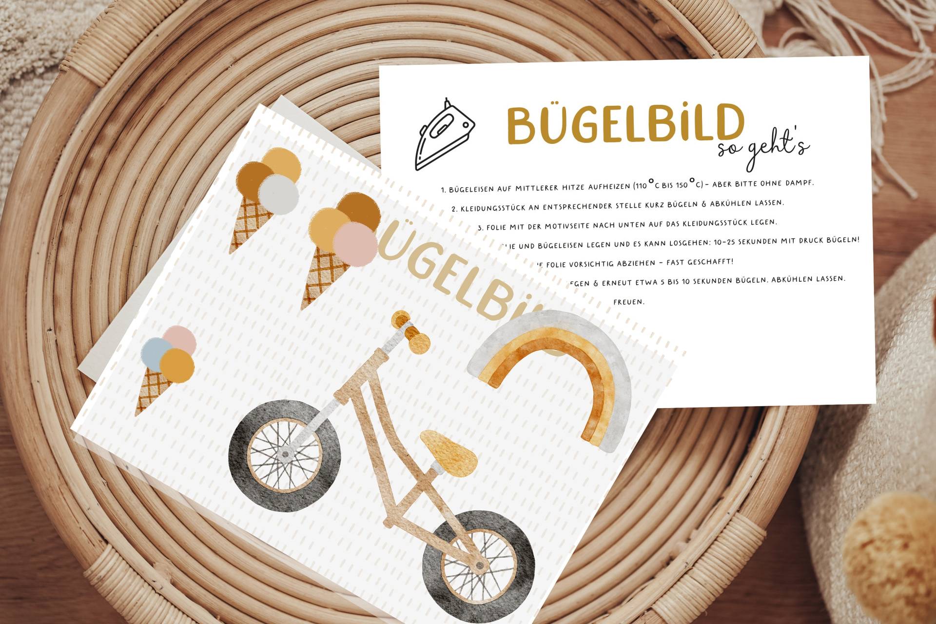 Bügelbild Laufrad Eis Regenbogen Geburtstagsshirt von Lingerei