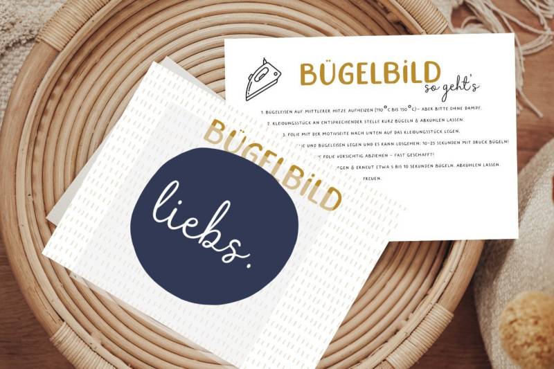 Bügelbild Liebs Lieb's Blau Aufbügler Patch von Lingerei