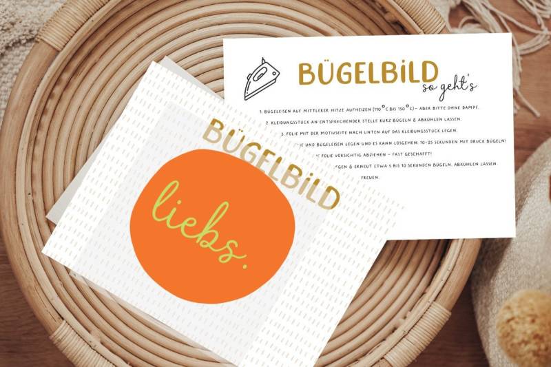 Bügelbild Liebs Lieb's Orange Aufbügler Patch von Lingerei