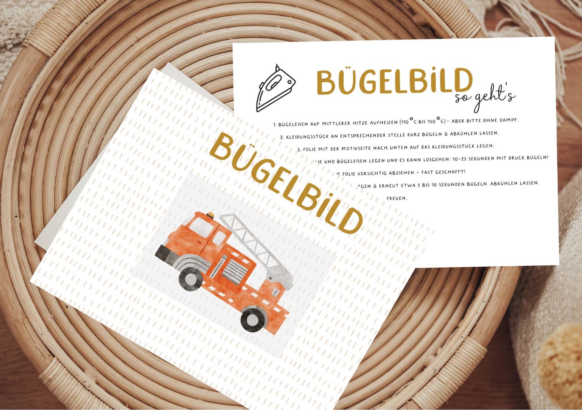 Bügelbild Mini Feuerwehr Geburtstagsshirt von Lingerei