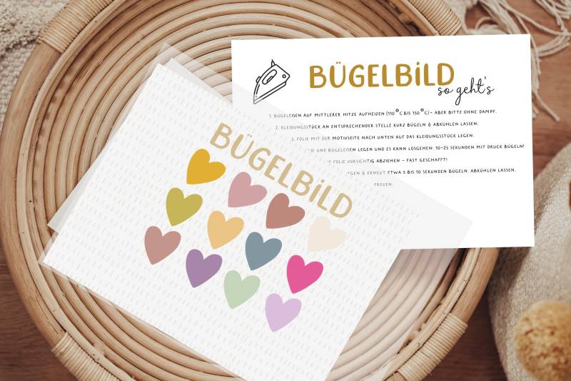 Bügelbild Mini Pastell Herzen Konfetti Aufbügler Patch von Lingerei