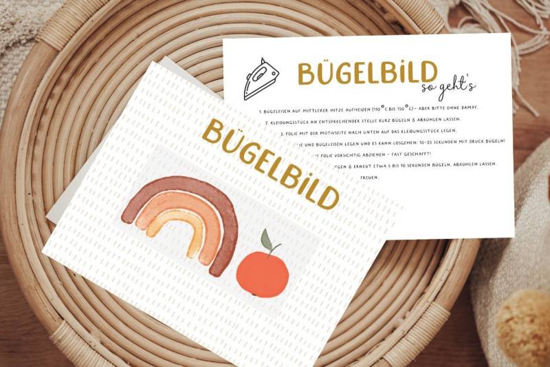 Bügelbild Mini Regenbogen Apfel Aufbügler Patch von Lingerei