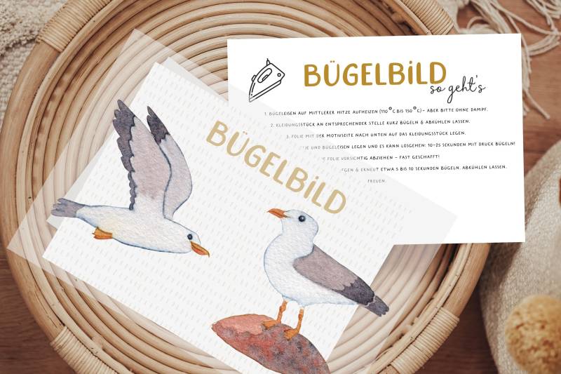 Bügelbild Möwe Meer Nordseei Vogel Aufbügler Patch von Lingerei