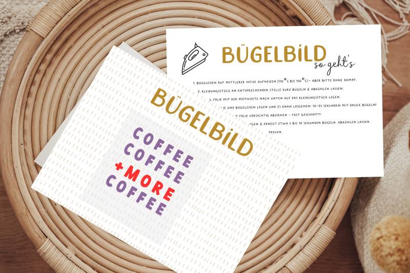 Bügelbild More Coffee Lila Rot Coffeelover Kaffee Diy Shirt von Lingerei