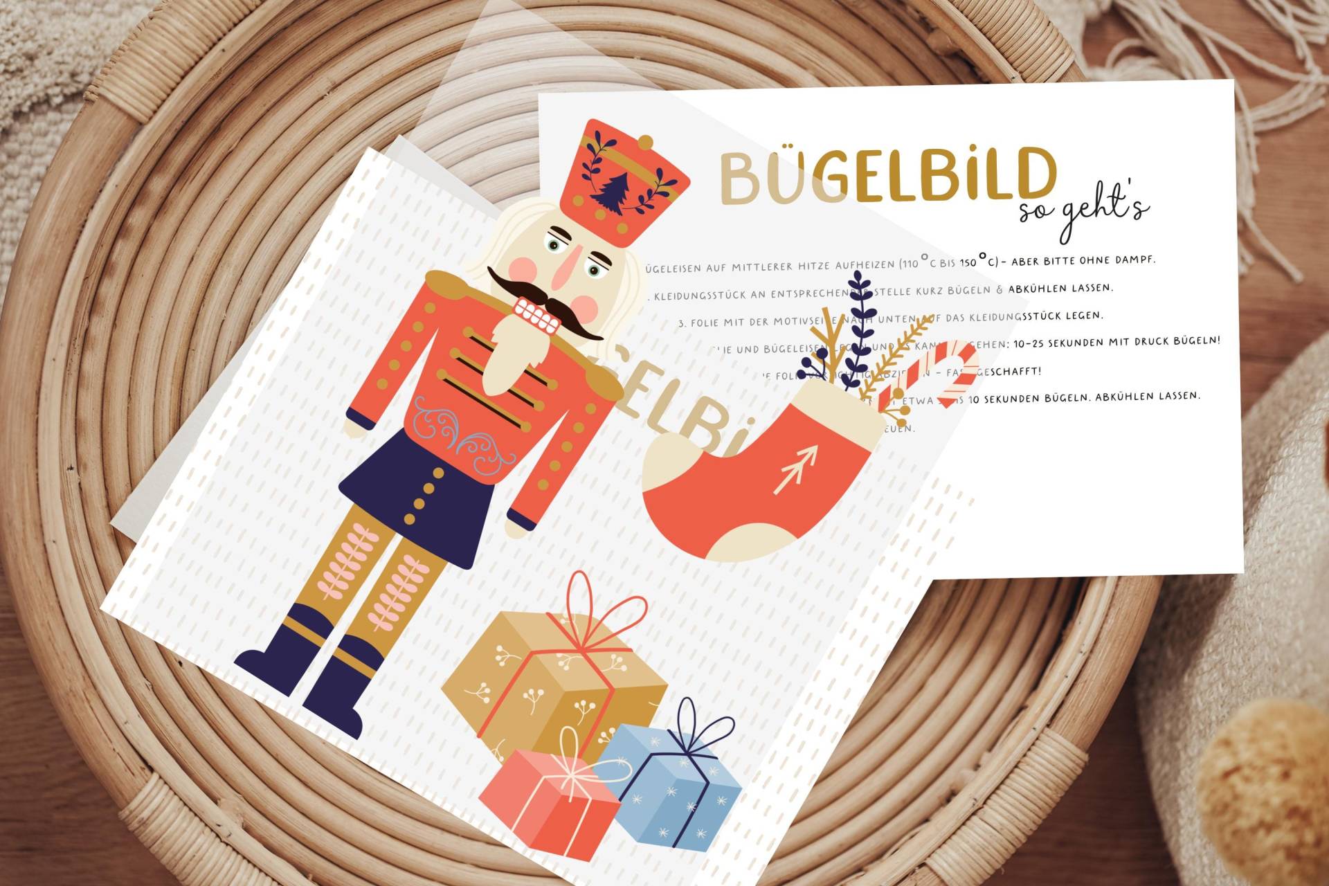 Bügelbild Nussknacker Geschenke Weihnachtssocke Nikolaus Weihnachten Adventskalender Aufbügler Patch von Lingerei