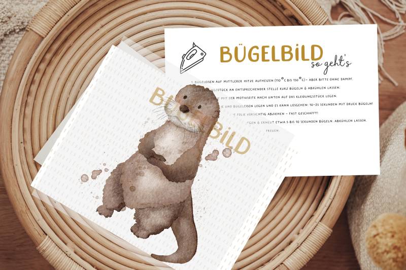 Bügelbild Otter Groß Aquarell Aufbügler Patch von Lingerei