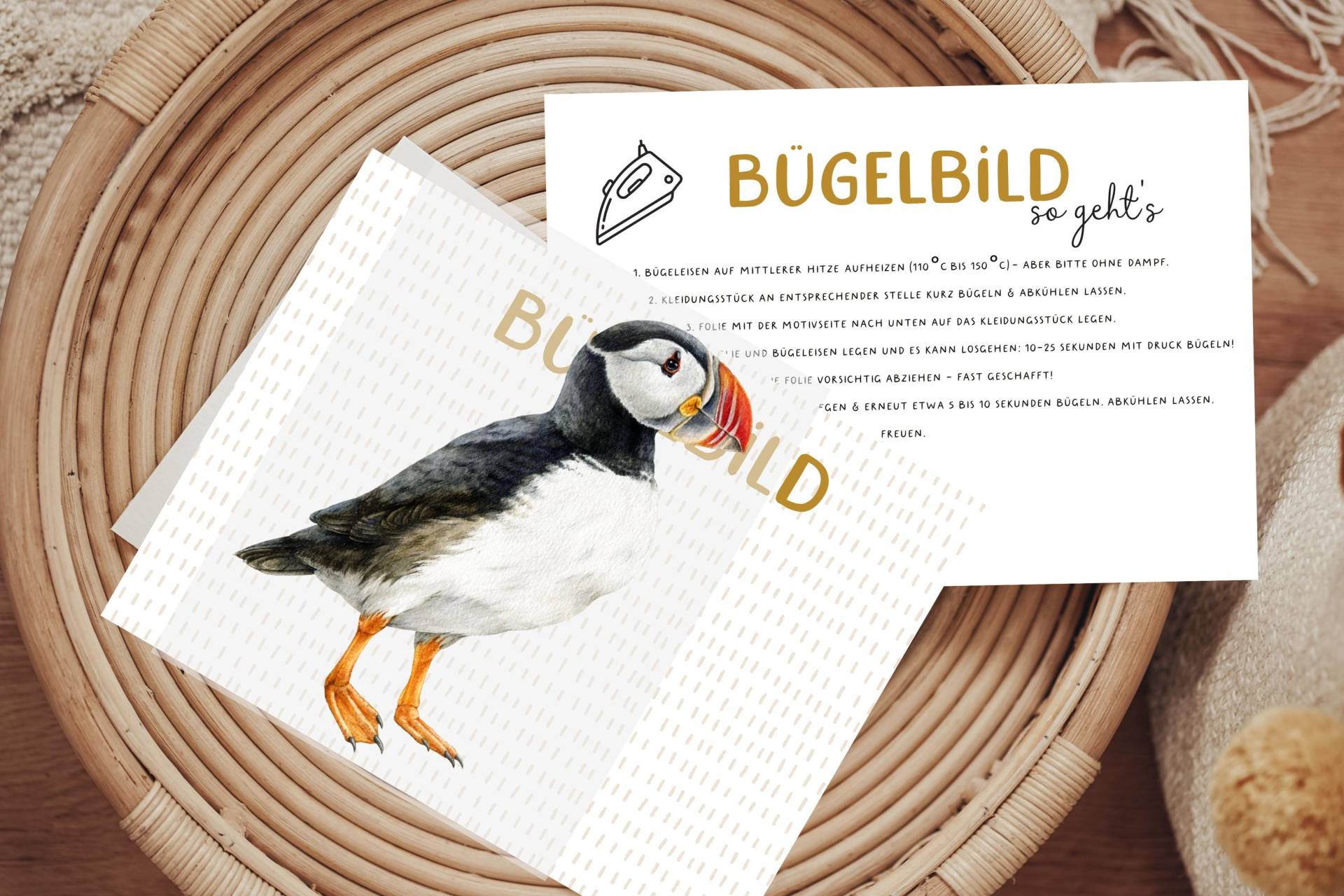 Bügelbild Papageientaucher Puffin Island Advent Weihnachten Herbst Aufbügler Patch von Lingerei