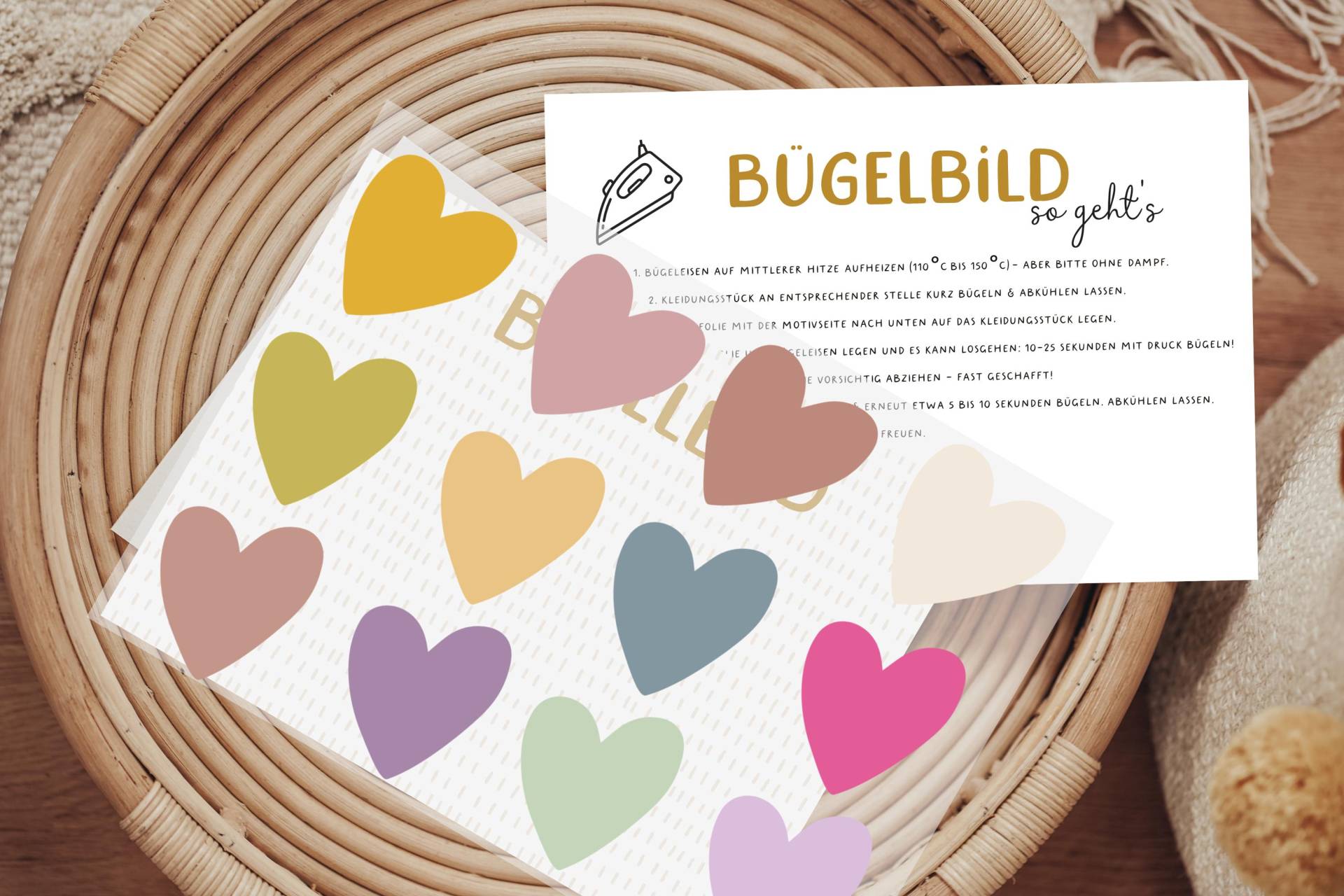 Bügelbild Pastell Herzen Aufbügler Patch von Lingerei