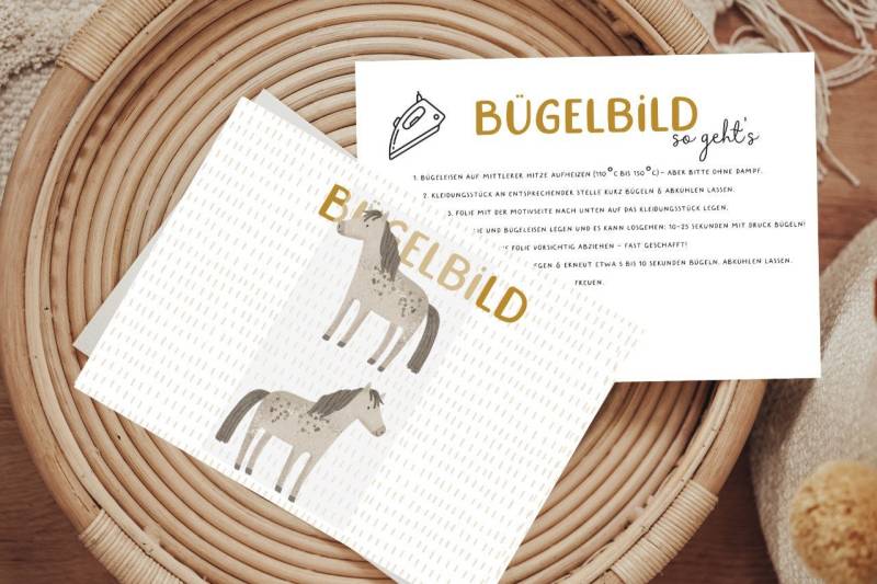 Bügelbild Pferde-Duo Apfelschimmel Pferd Aufbügler Patch von Lingerei