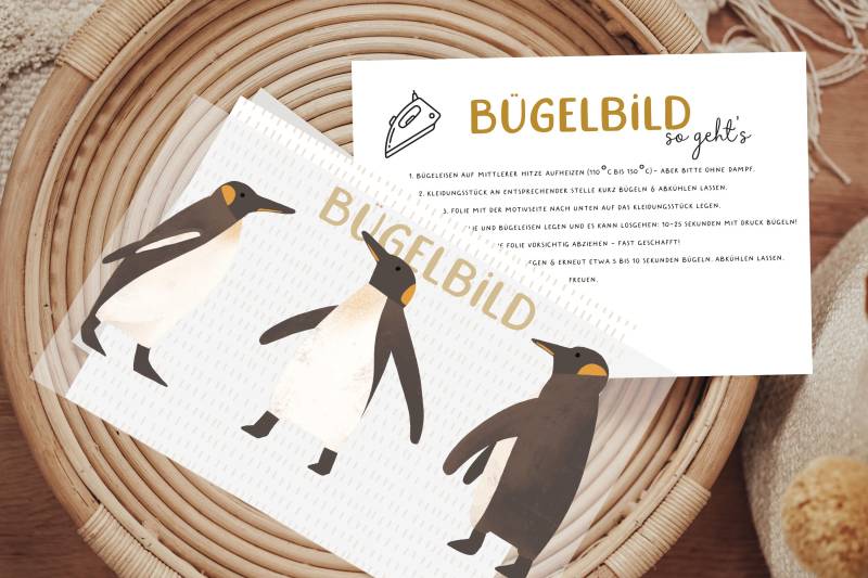 Bügelbild Pinguine Südpol Kaiserpinguin Advent Weihnachten Herbst Aufbügler Patch von Lingerei