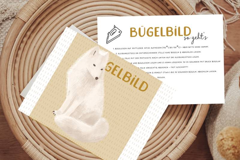 Bügelbild Polarfuchs Sitzend Winter Eis Schnee Advent Weihnachten Herbst Aufbügler Patch von Lingerei