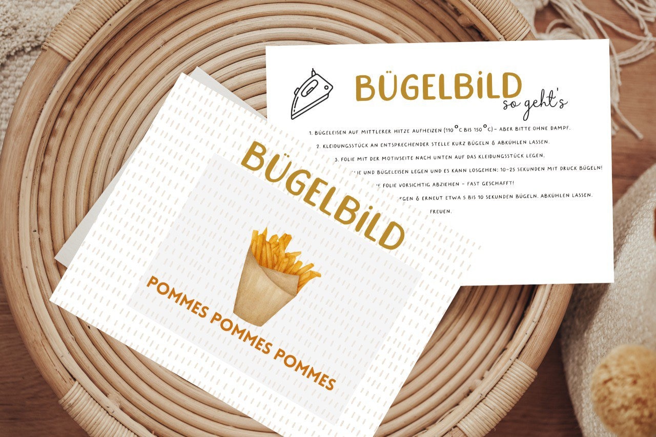 Bügelbild Pommes Essen Frites Niedlich Diy Shirt von Lingerei