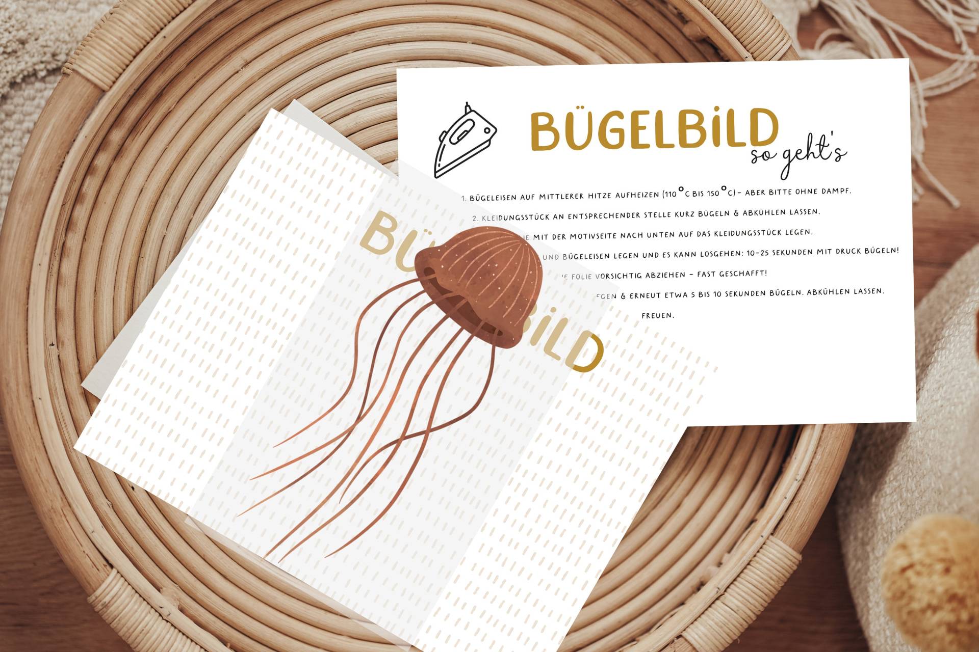 Bügelbild Qualle Meerestiere Bügelpatch von Lingerei