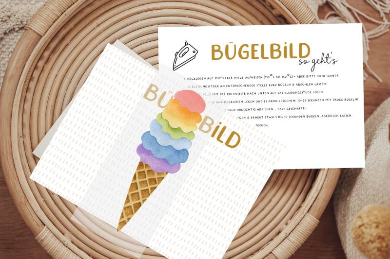 Bügelbild Regenbogeneis Regenbogen Eis Groß Aufbügler Patch von Lingerei