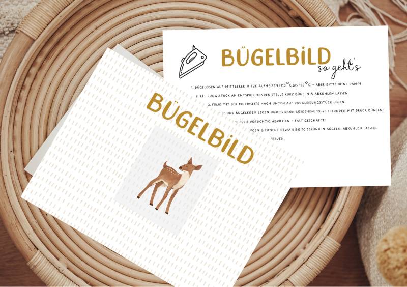 Bügelbild Reh Rehkitz Mini Waldtiere Tiere Patch von Lingerei